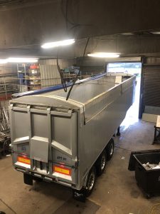 Repair to aluminium tipper trailer body. Maintenance.